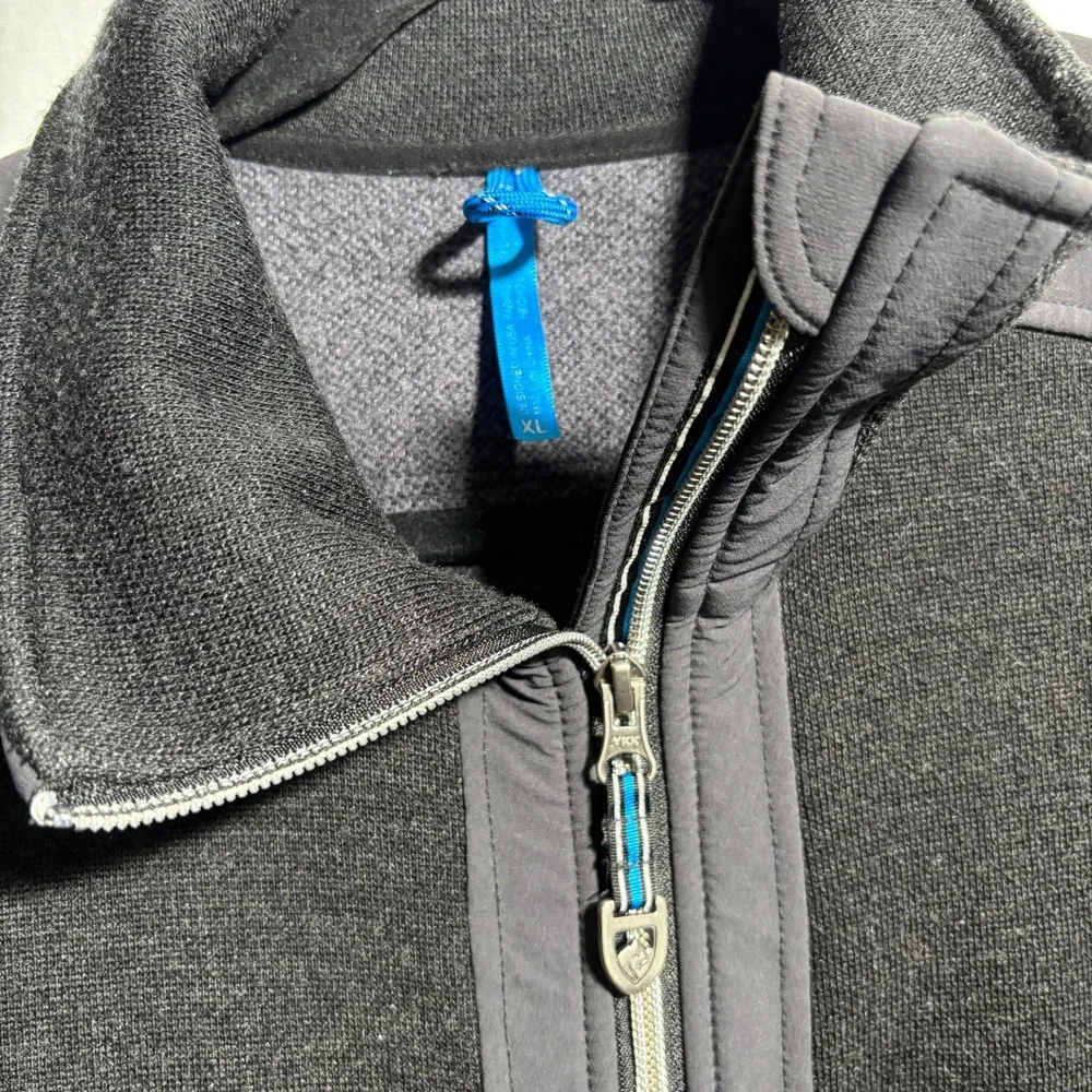 KUHL Winterther FZ Fleece Jacket Full Zip Black Gray Womens XL Wool Blnd Pockets